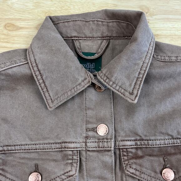 Wild Fable Women's Brown Denim Mineral Dyed Trucker Vest - Size Medium - NWT - Picture 3 of 11